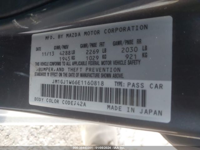 Photo 8 VIN: JM1GJ1W66E1160818 - MAZDA MAZDA6 