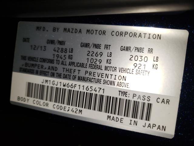 Photo 9 VIN: JM1GJ1W66F1165471 - MAZDA 6 GRAND TO 