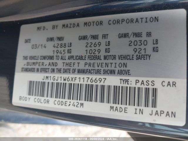 Photo 8 VIN: JM1GJ1W6XF1176697 - MAZDA MAZDA6 