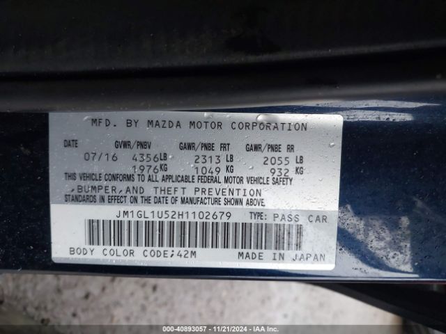 Photo 8 VIN: JM1GL1U52H1102679 - MAZDA MAZDA6 