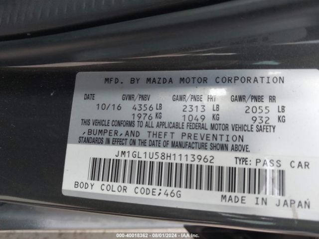 Photo 8 VIN: JM1GL1U58H1113962 - MAZDA MAZDA6 