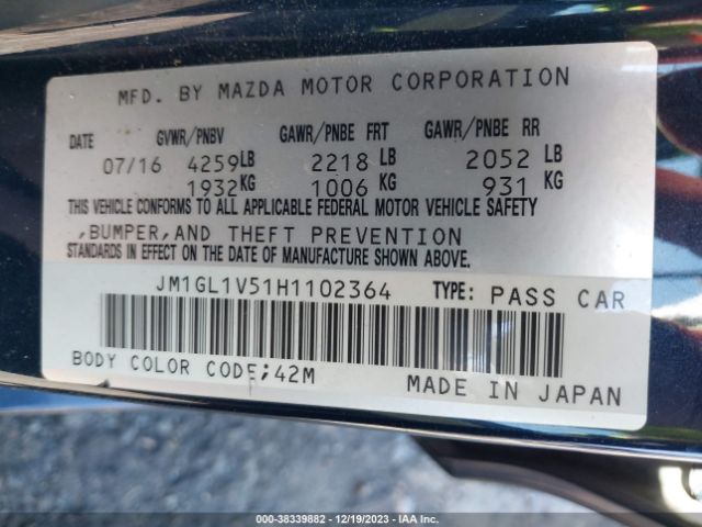 Photo 8 VIN: JM1GL1V51H1102364 - MAZDA MAZDA6 