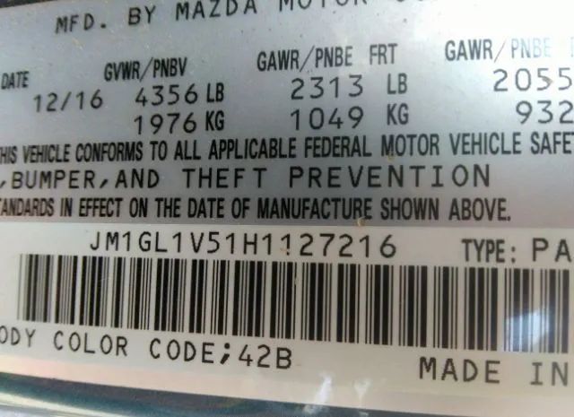 Photo 8 VIN: JM1GL1V51H1127216 - MAZDA MAZDA6 