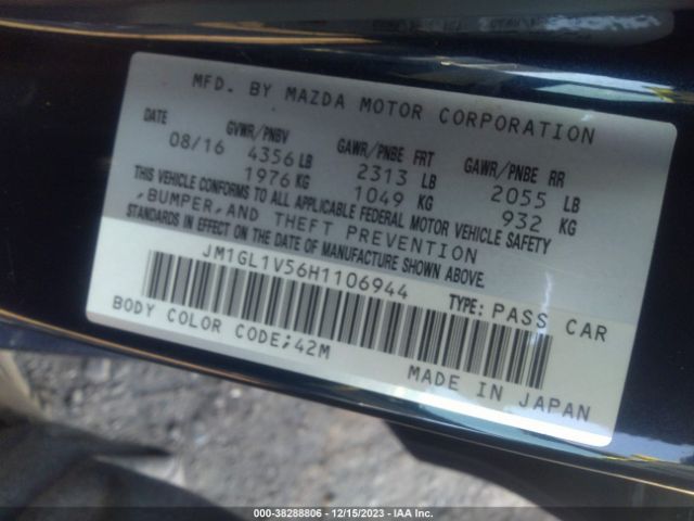 Photo 8 VIN: JM1GL1V56H1106944 - MAZDA MAZDA6 