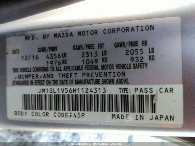 Photo 8 VIN: JM1GL1V56H1124313 - MAZDA MAZDA6 