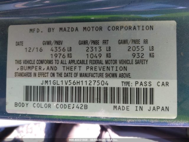 Photo 8 VIN: JM1GL1V56H1127504 - MAZDA MAZDA6 