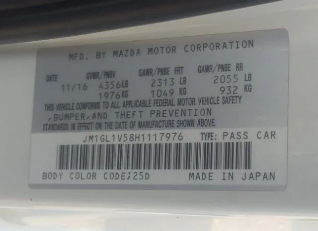 Photo 8 VIN: JM1GL1V58H1117976 - MAZDA MAZDA6 