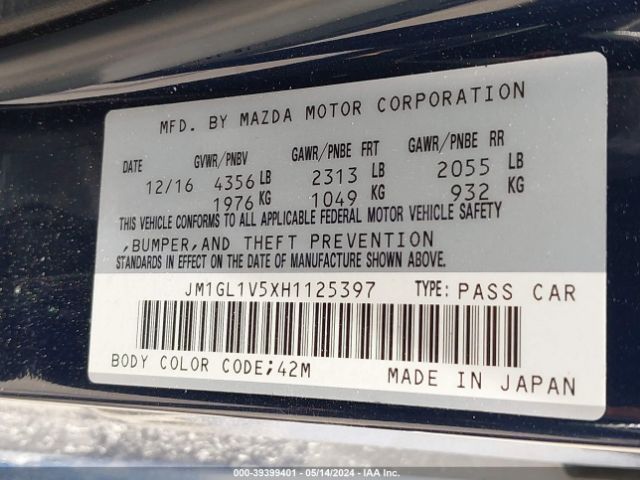 Photo 8 VIN: JM1GL1V5XH1125397 - MAZDA 6 