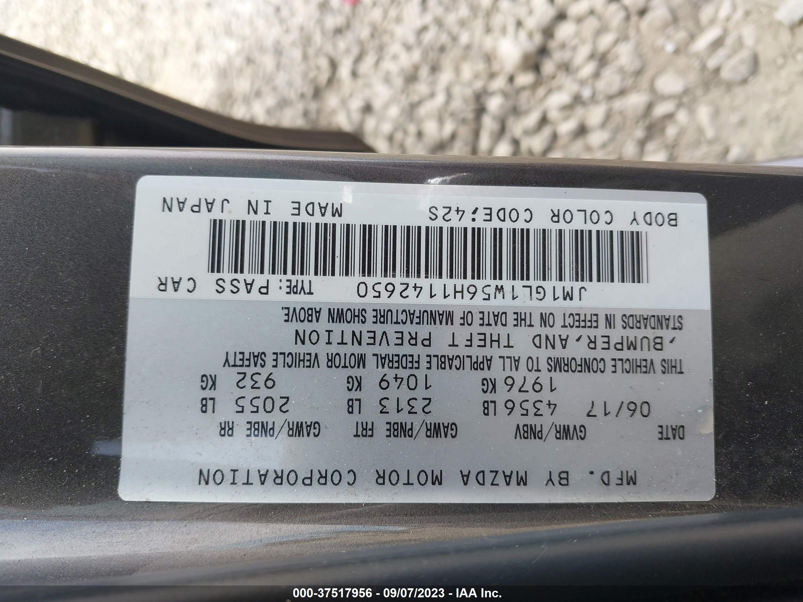 Photo 8 VIN: JM1GL1W56H1142650 - MAZDA 6 