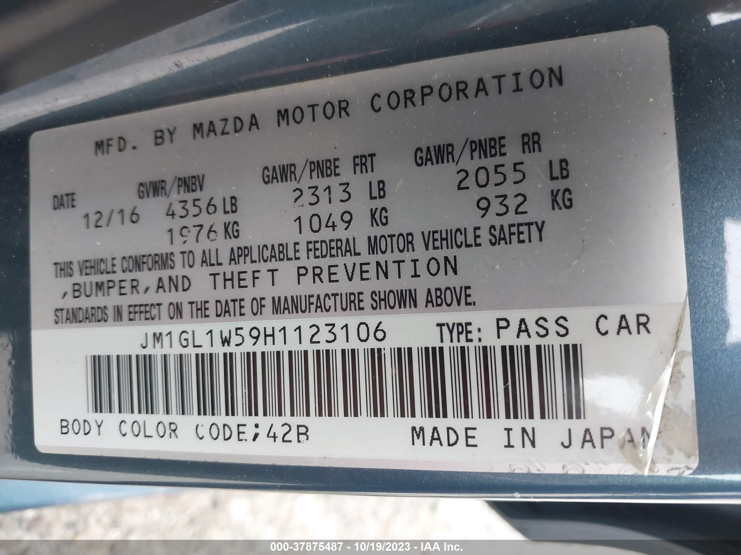 Photo 8 VIN: JM1GL1W59H1123106 - MAZDA 6 