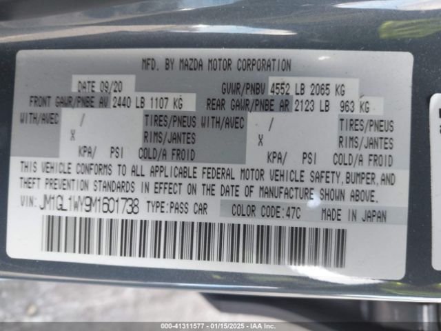 Photo 8 VIN: JM1GL1WY9M1601738 - MAZDA MAZDA6 