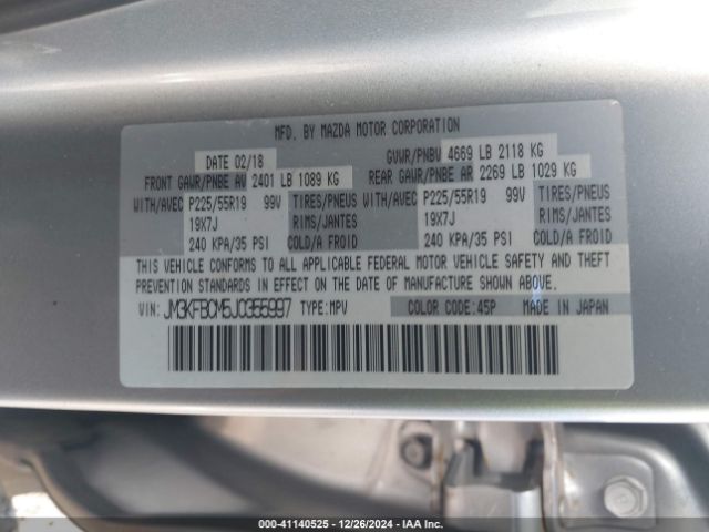 Photo 8 VIN: JM3KFBCM5J0355997 - MAZDA CX-5 