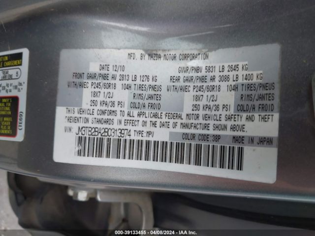 Photo 8 VIN: JM3TB2BA2B0313974 - MAZDA CX-9 