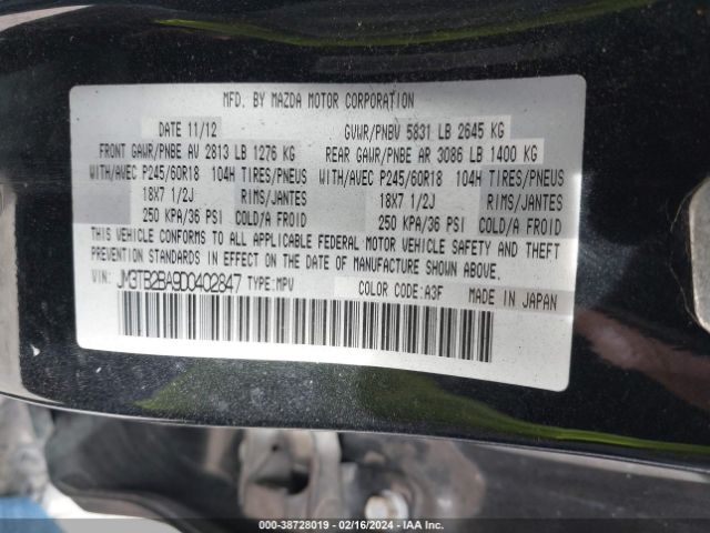 Photo 8 VIN: JM3TB2BA9D0402847 - MAZDA CX-9 