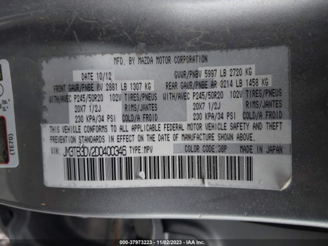 Photo 8 VIN: JM3TB3DV2D0400346 - MAZDA CX-9 