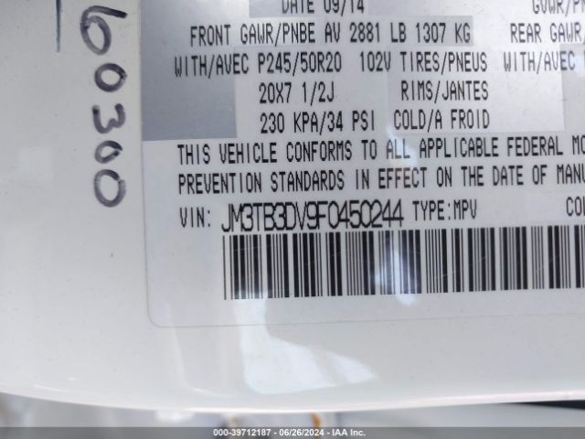 Photo 8 VIN: JM3TB3DV9F0450244 - MAZDA CX-9 