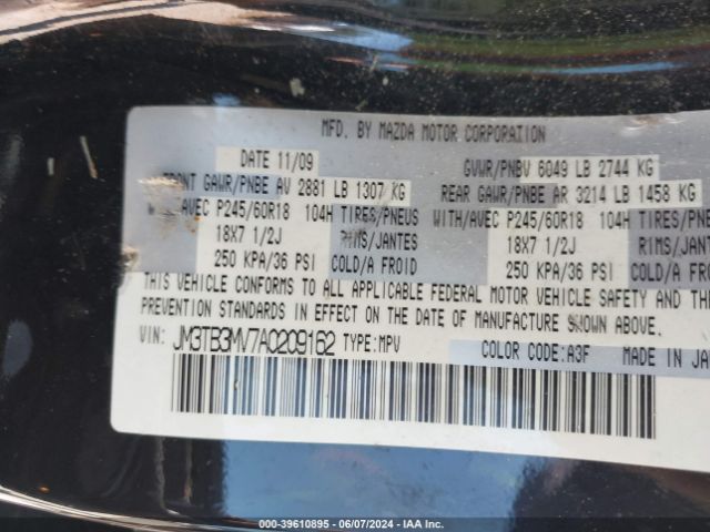 Photo 8 VIN: JM3TB3MV7A0209162 - MAZDA CX-9 