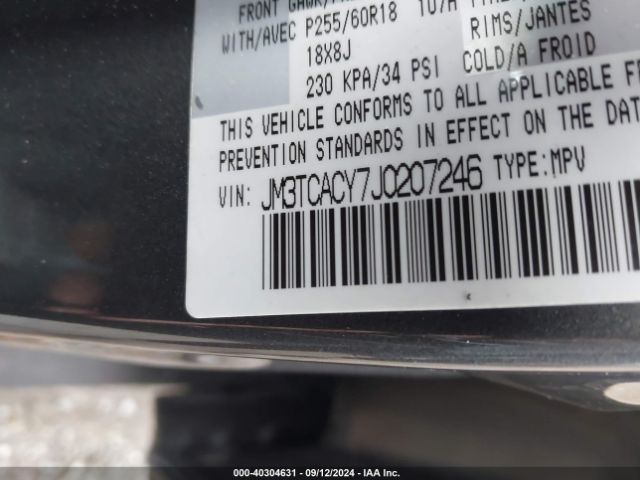 Photo 8 VIN: JM3TCACY7J0207246 - MAZDA CX-9 