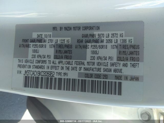 Photo 8 VIN: JM3TCACY8K0306952 - MAZDA CX-9 