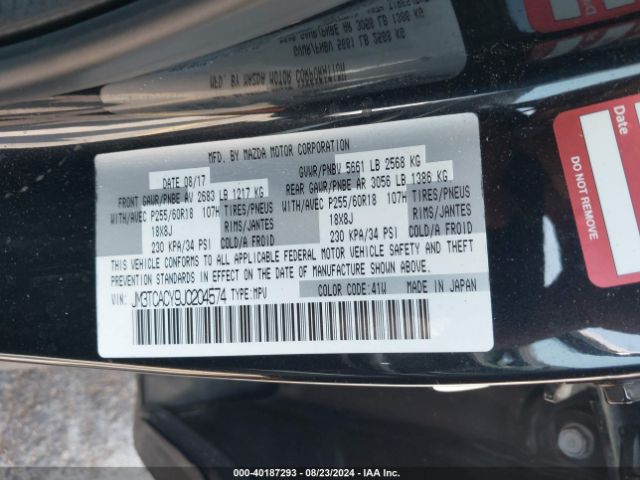 Photo 8 VIN: JM3TCACY9J0204574 - MAZDA CX-9 