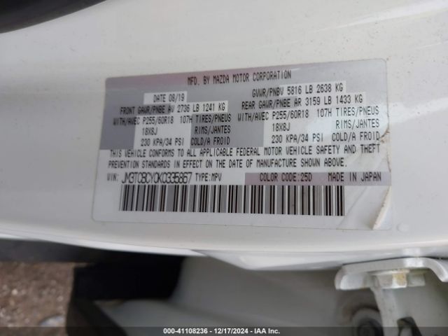 Photo 8 VIN: JM3TCBCY0K0335867 - MAZDA CX-9 