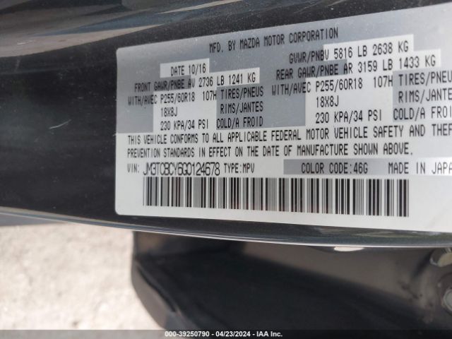 Photo 8 VIN: JM3TCBCY6G0124678 - MAZDA CX-9 