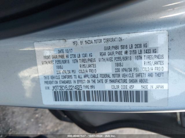 Photo 8 VIN: JM3TCBCY6J0214923 - MAZDA CX-9 