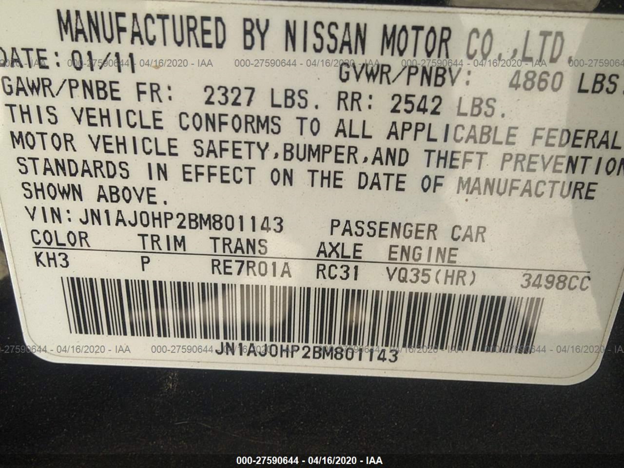 Photo 8 VIN: JN1AJ0HP2BM801143 - INFINITI EX 