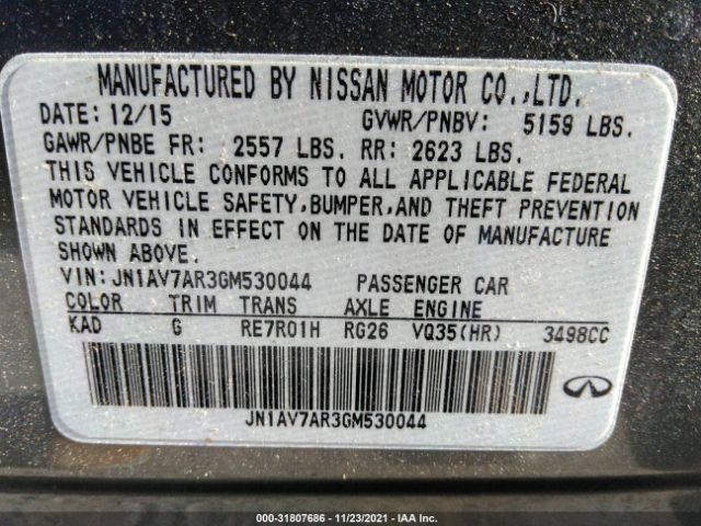 Photo 8 VIN: JN1AV7AR3GM530044 - INFINITI Q50 HYBRID 