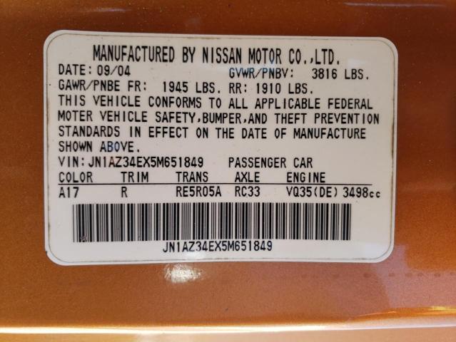 Photo 11 VIN: JN1AZ34EX5M651849 - NISSAN 350Z 