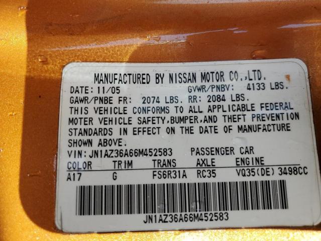 Photo 12 VIN: JN1AZ36A66M452583 - NISSAN 350Z 