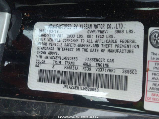 Photo 8 VIN: JN1AZ4EH1LM820653 - NISSAN 370Z 