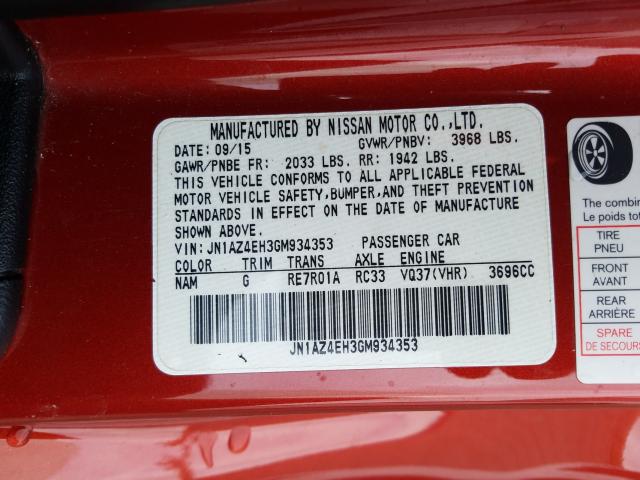 Photo 9 VIN: JN1AZ4EH3GM934353 - NISSAN 370Z BASE 