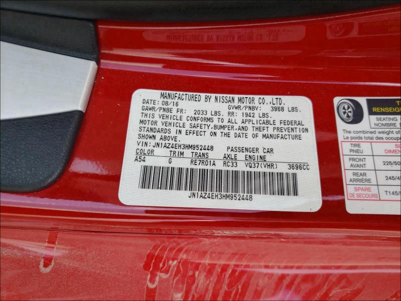 Photo 9 VIN: JN1AZ4EH3HM952448 - NISSAN 370Z BASE 