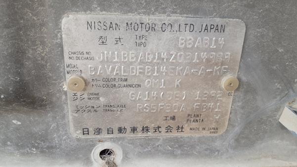 Photo 2 VIN: JN1BBAB14Z0314989 - NISSAN SUNNY 