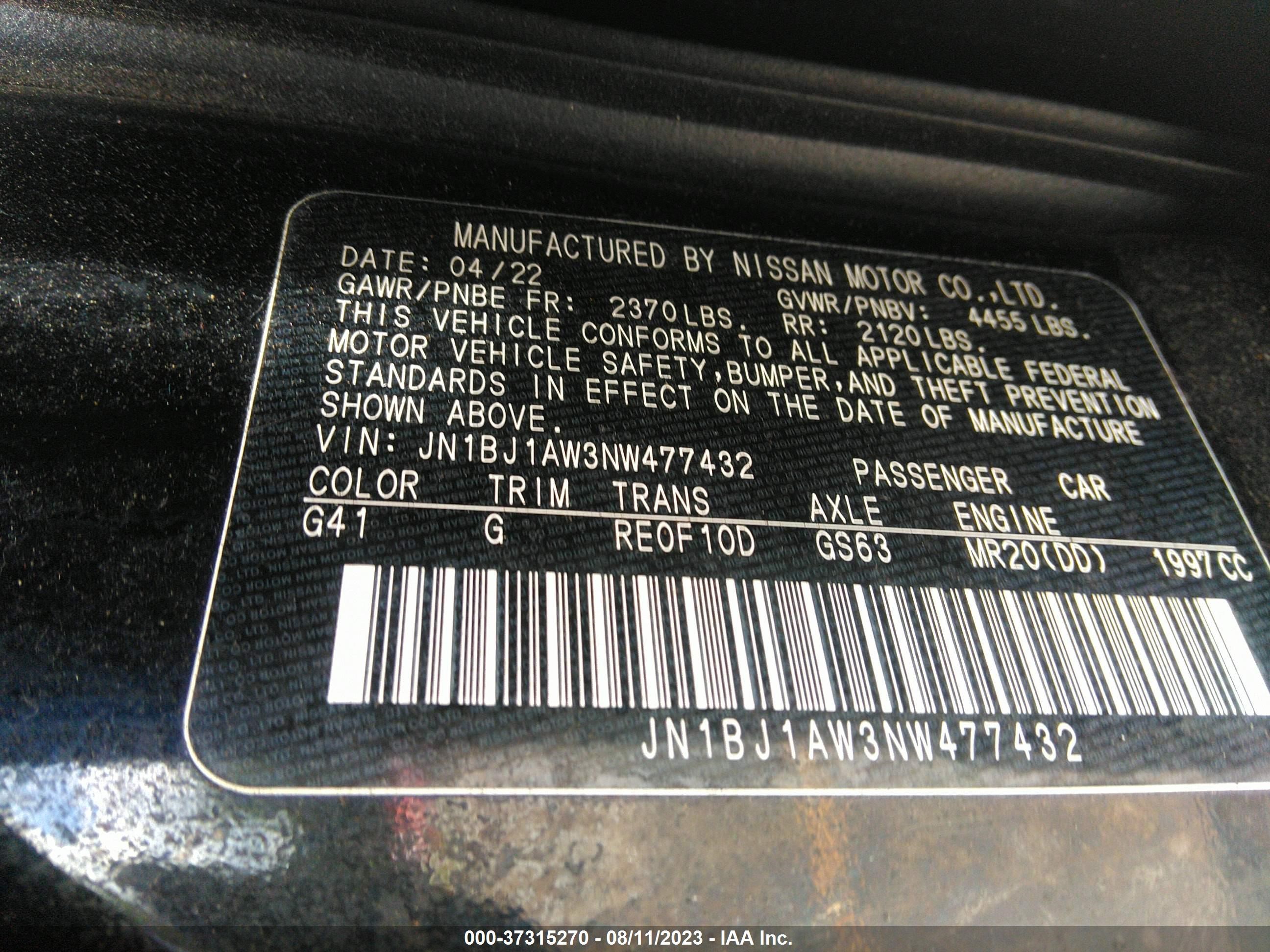 Photo 8 VIN: JN1BJ1AW3NW477432 - NISSAN ROGUE 