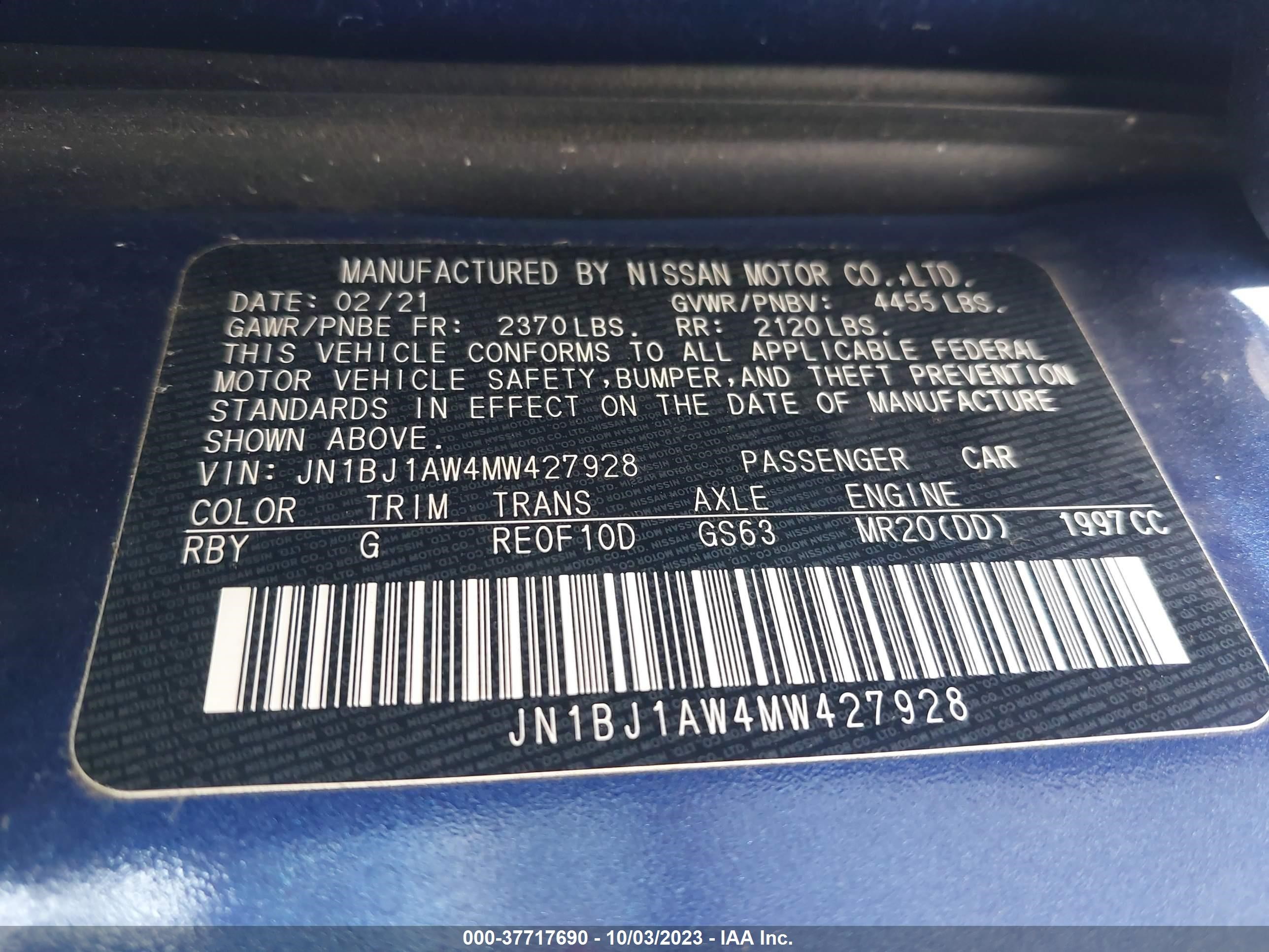 Photo 8 VIN: JN1BJ1AW4MW427928 - NISSAN ROGUE 