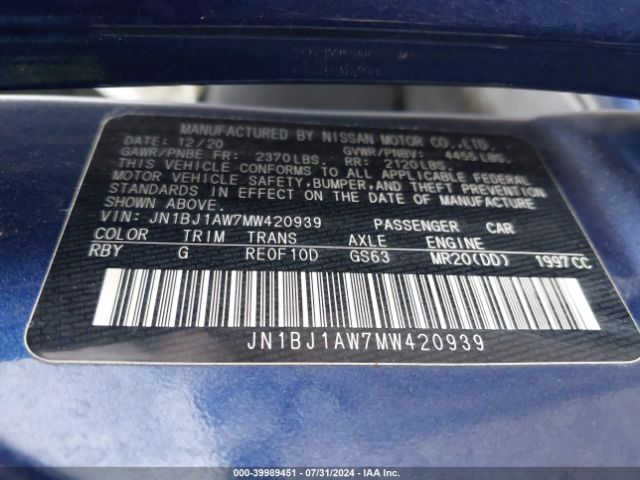 Photo 8 VIN: JN1BJ1AW7MW420939 - NISSAN ROGUE SPORT 