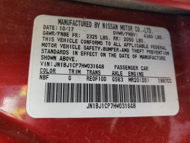 Photo 9 VIN: JN1BJ1CP7HW031648 - NISSAN ROGUE SPOR 