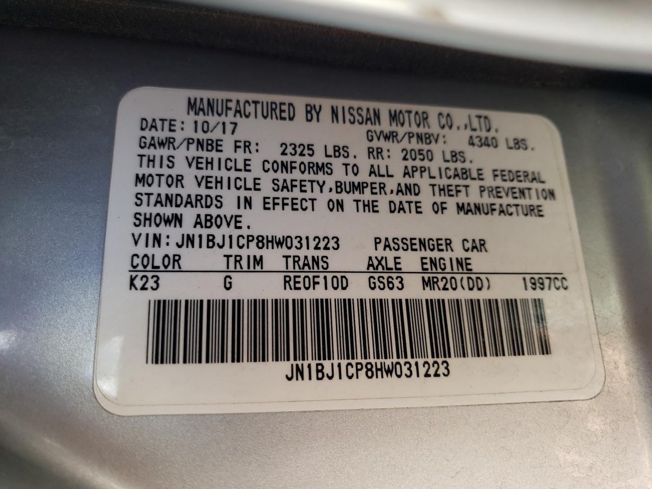 Photo 12 VIN: JN1BJ1CP8HW031223 - NISSAN ROGUE 