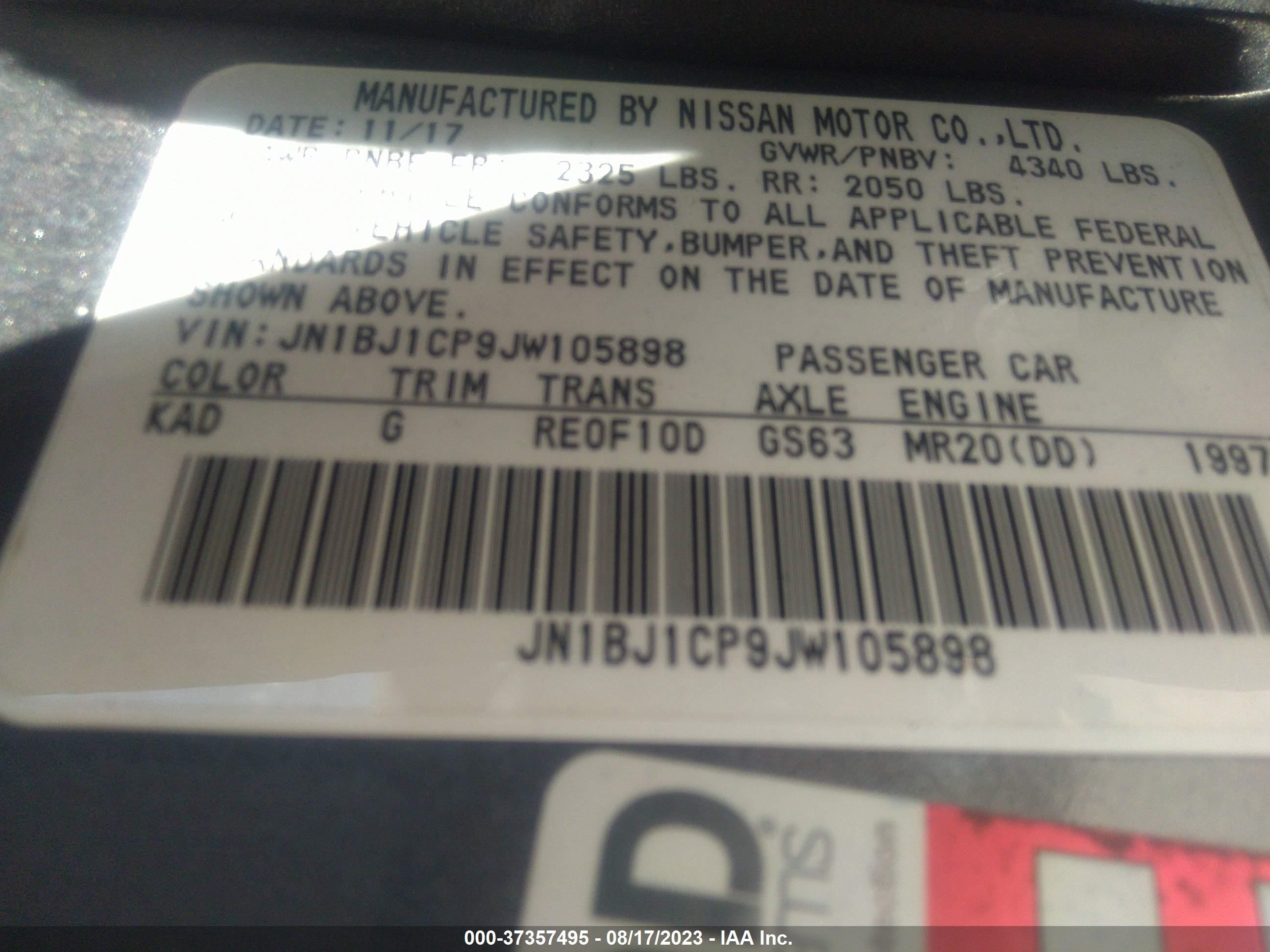 Photo 8 VIN: JN1BJ1CP9JW105898 - NISSAN ROGUE 