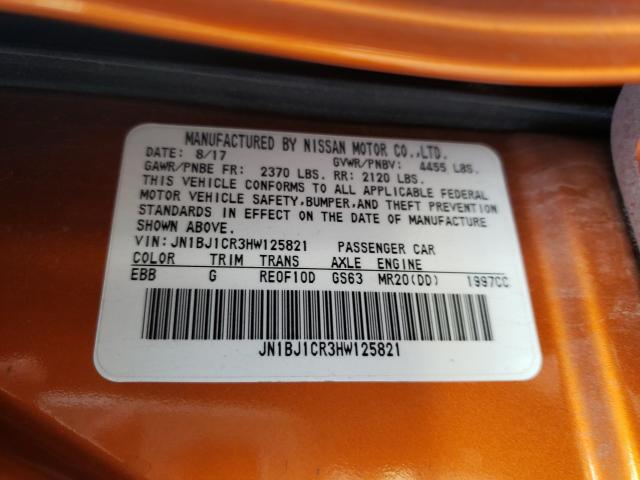 Photo 9 VIN: JN1BJ1CR3HW125821 - NISSAN ROGUE SPOR 