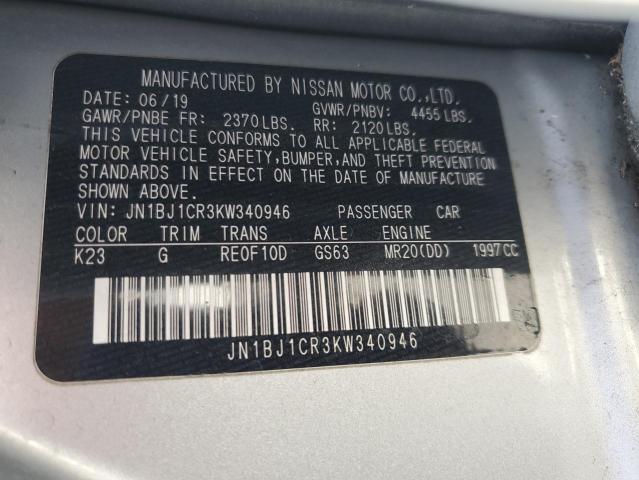 Photo 13 VIN: JN1BJ1CR3KW340946 - NISSAN ROGUE SPOR 