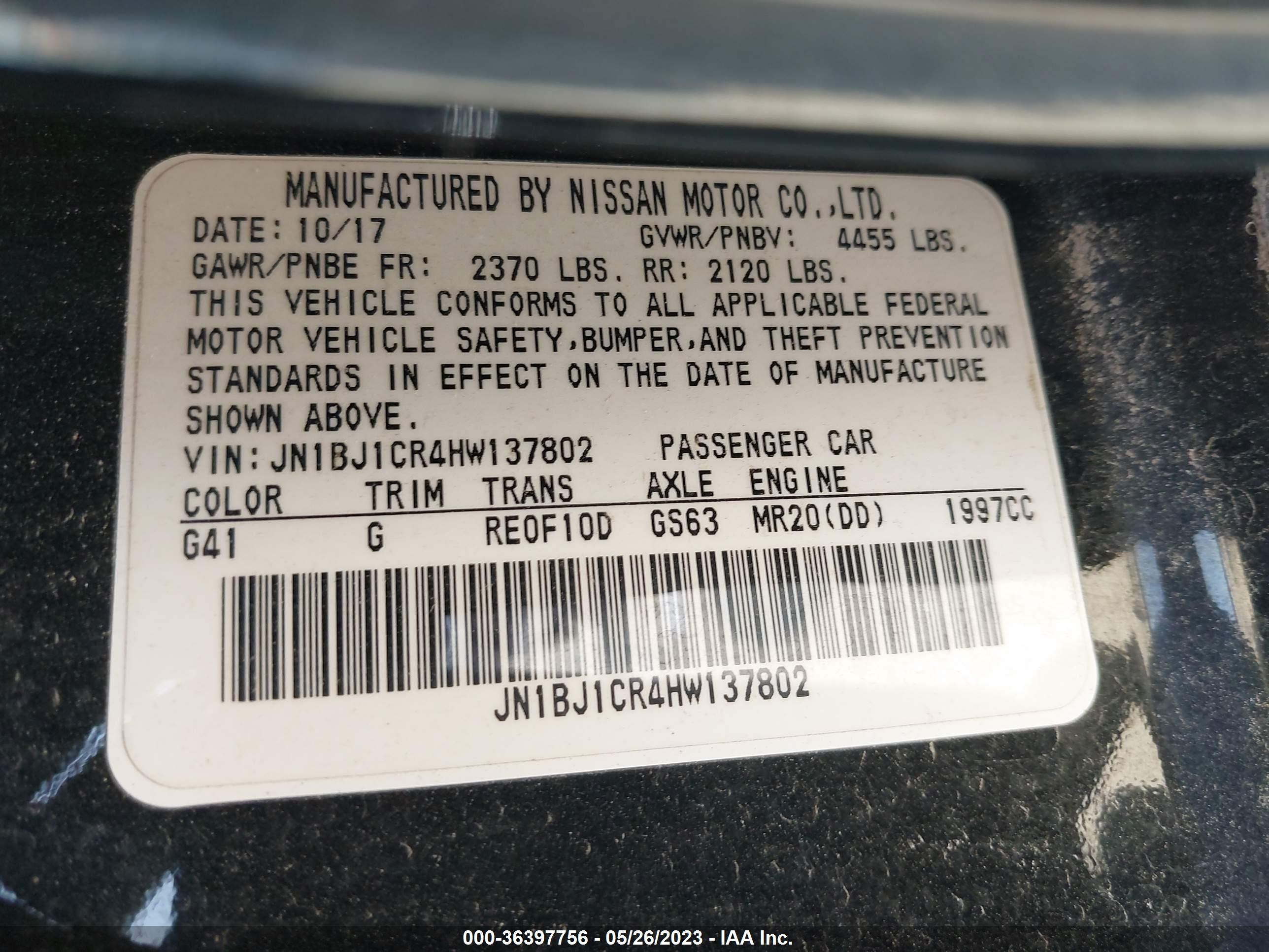 Photo 8 VIN: JN1BJ1CR4HW137802 - NISSAN ROGUE 