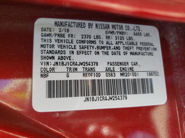 Photo 9 VIN: JN1BJ1CR4JW254379 - NISSAN ROGUE SPOR 