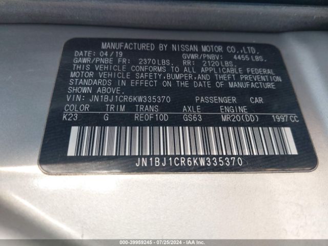 Photo 8 VIN: JN1BJ1CR6KW335370 - NISSAN ROGUE SPORT 