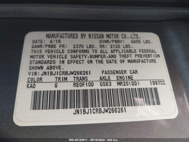 Photo 8 VIN: JN1BJ1CR8JW266261 - NISSAN ROGUE SPORT 