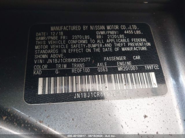 Photo 8 VIN: JN1BJ1CR8KW320577 - NISSAN ROGUE SPORT 