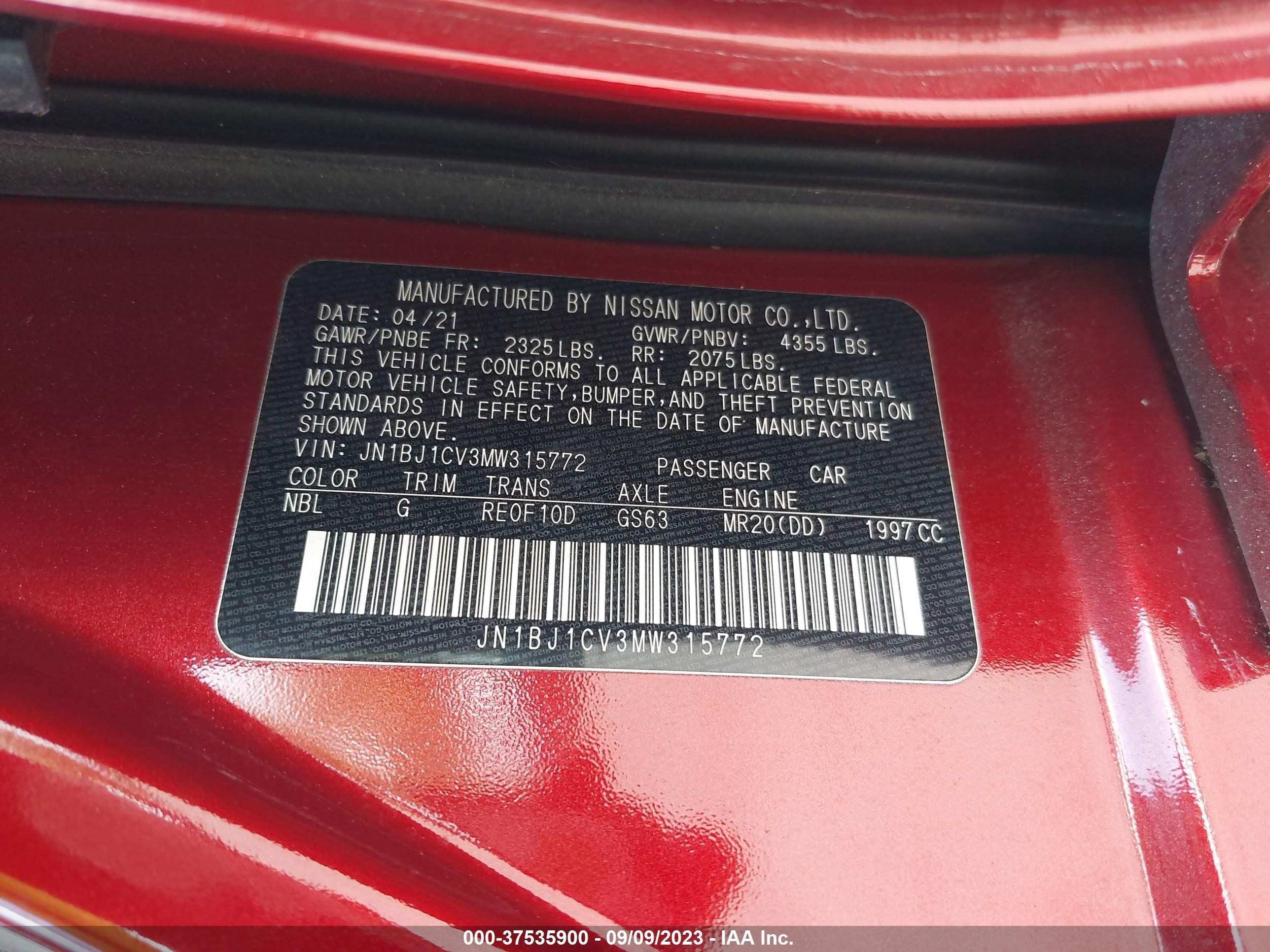 Photo 8 VIN: JN1BJ1CV3MW315772 - NISSAN ROGUE 