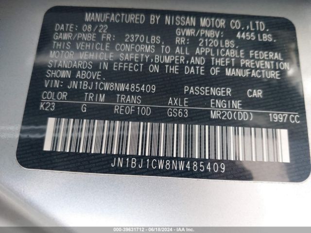 Photo 8 VIN: JN1BJ1CW8NW485409 - NISSAN ROGUE SPORT 